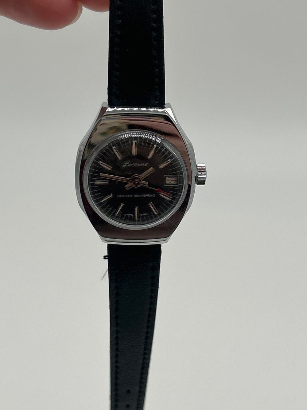 Vintage Lucerne Lifetime Mainspring Manual Wind Wristwatch Dial Date Swiss Parts